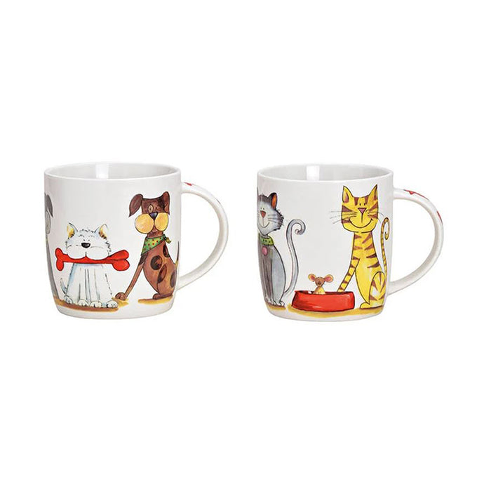 Tasse mit Katze und Hund Dekor